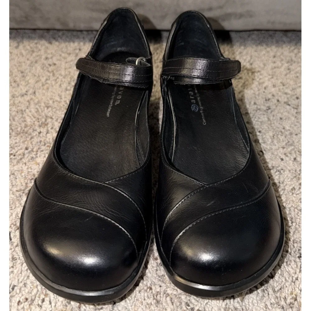 Aravon Womens Size 9.5 AA Black Leather Mary Jane Heels Comfort Shoes‎